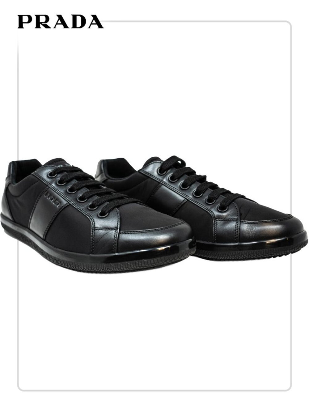 Prada Men's Leather/Nylon Sneaker Black 4E2845 10.5US